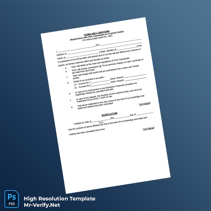 Editable Pakistan DHA Gujranwala Business Registration Certificate Word and Pdf Template 5 page Editable Pakistan DHA Gujranwala Business Registration Certificate Word and Pdf Template 5 page