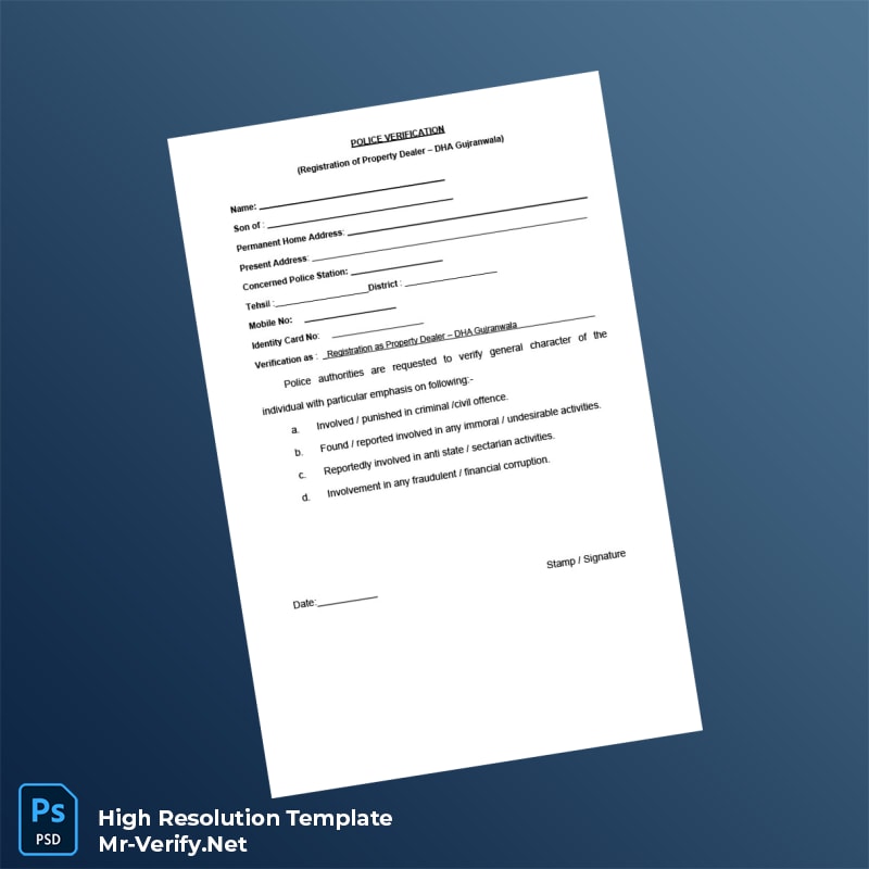 Editable Pakistan DHA Gujranwala Business Registration Certificate Word and Pdf Template 5 page Editable Pakistan DHA Gujranwala Business Registration Certificate Word and Pdf Template 5 page