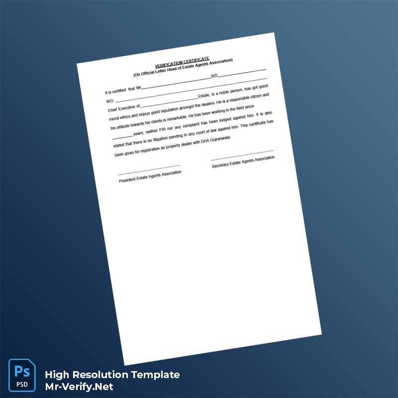 Editable Pakistan DHA Gujranwala Business Registration Certificate Word and Pdf Template 5 page Editable Pakistan DHA Gujranwala Business Registration Certificate Word and Pdf Template 5 page