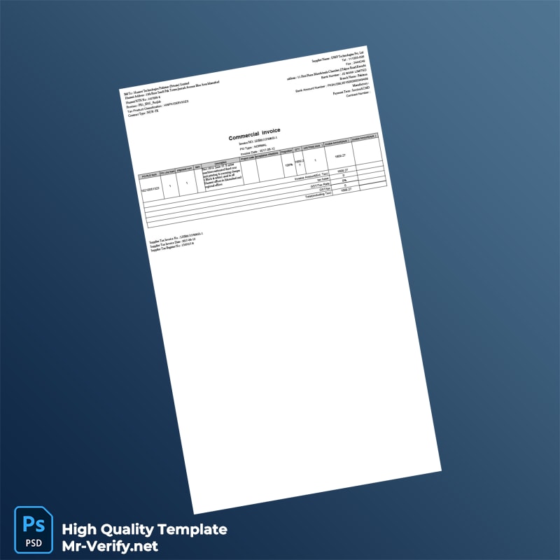 Pakistan DWP Technologies Pvt Ltd Invoice Template in Word and PDF formats Pakistan DWP Technologies Pvt Ltd Invoice Template in Word and PDF formats