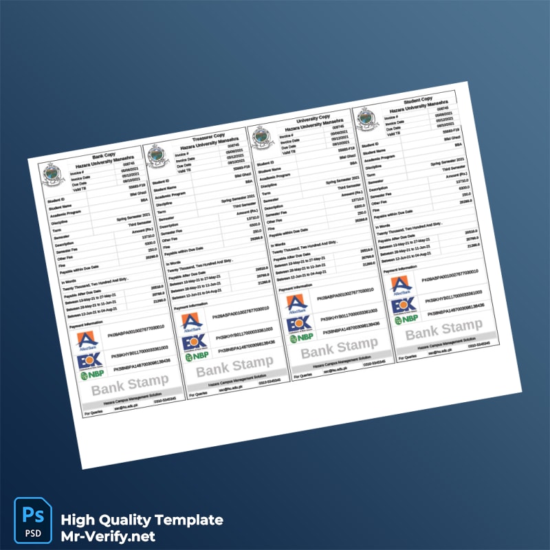 Pakistan Hazara University Invoice Template in Word and PDF formats Pakistan Hazara University Invoice Template in Word and PDF formats