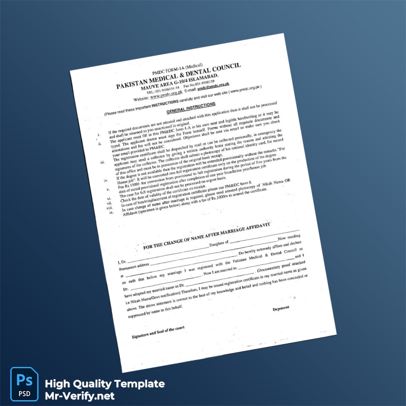 Pakistan Medical Dental Council Full Registration Certificate Template in Word and PDF formats 2 page Pakistan Medical Dental Council Full Registration Certificate Template in Word and PDF formats 2 page