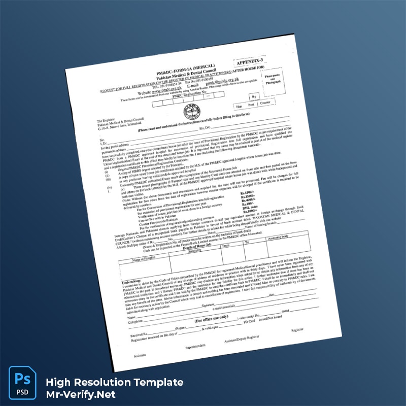 Editable Pakistan Medical and Dental Council Registration Form Word and Pdf Template 2 page Editable Pakistan Medical and Dental Council Registration Form Word and Pdf Template 2 page
