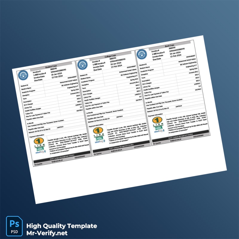 Pakistan NUST Invoice Template in Word and PDF formats Pakistan NUST Invoice Template in Word and PDF formats