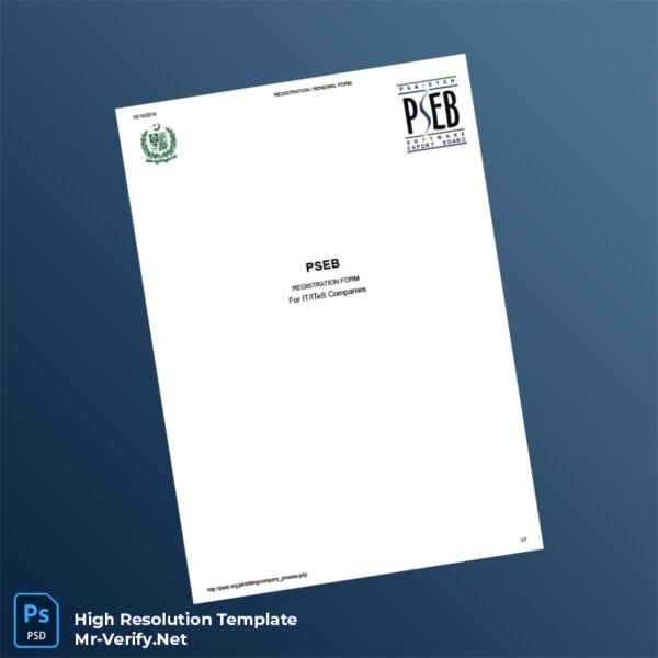 Editable Pakistan PSEB Registration Renewal Form Word and Pdf Template 7 page
