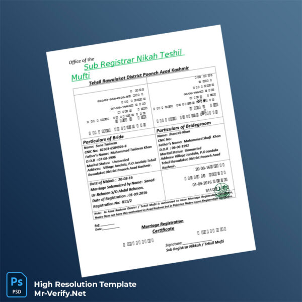 Editable Pakistan Sub Registrar Nikah Tehsil Marriage Registration Certificate Word and Pdf Template 2 page Editable Pakistan Sub Registrar Nikah Tehsil Marriage Registration Certificate Word and Pdf Template 2 page