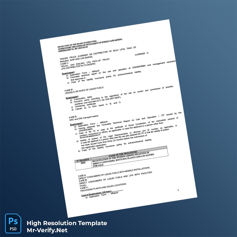 Editable Peru OSINERGMIN Business Registration Certificate Word and Pdf Template 8 page Editable Peru OSINERGMIN Business Registration Certificate Word and Pdf Template 8 page