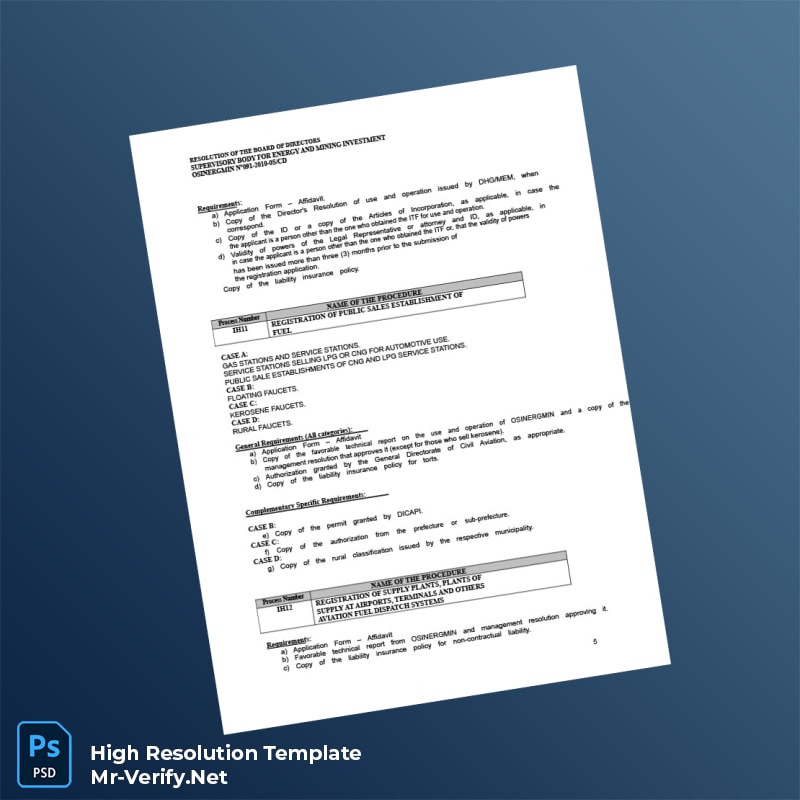 Editable Peru OSINERGMIN Business Registration Certificate Word and Pdf Template 8 page Editable Peru OSINERGMIN Business Registration Certificate Word and Pdf Template 8 page