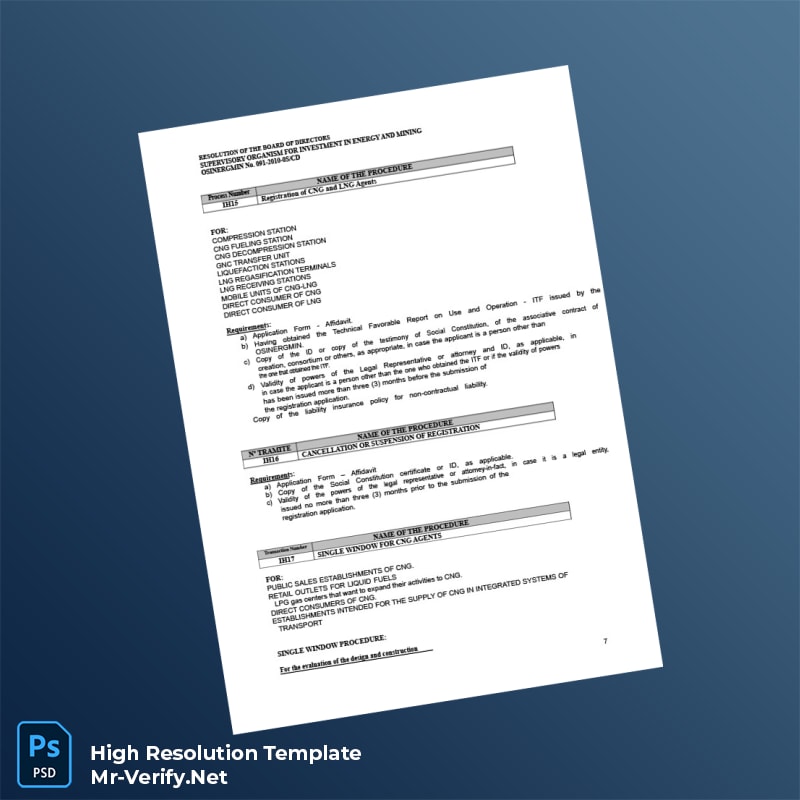 Editable Peru OSINERGMIN Business Registration Certificate Word and Pdf Template 8 page Editable Peru OSINERGMIN Business Registration Certificate Word and Pdf Template 8 page