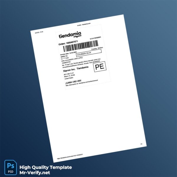 Peru Tiendamia Invoice Template in Word and PDF formats 2 page