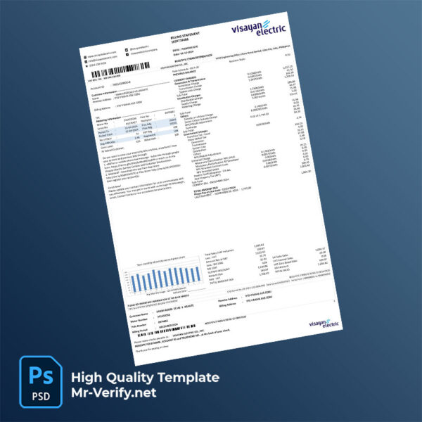 Philippines Visayan Electric Co. Inc. Editable Electric Bill Template in Word and PDF formats