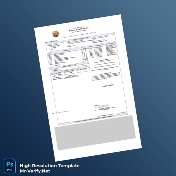 Editable Philippines Bulacan State University Certificate of Registration Word and Pdf Template Editable Philippines Bulacan State University Certificate of Registration Word and Pdf Template