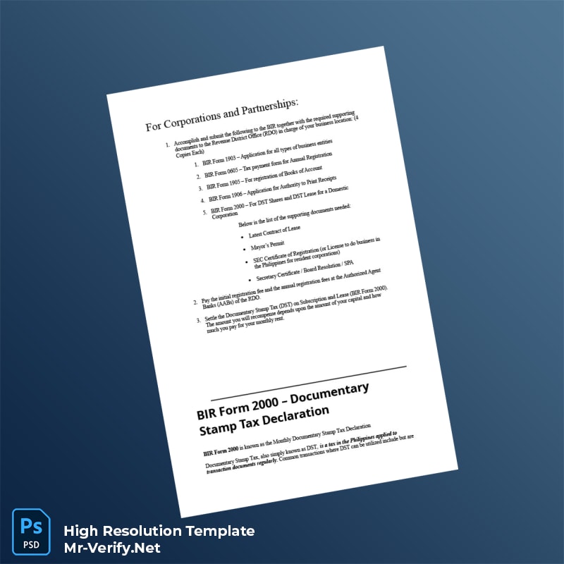 Philippines Bureau of Internal Revenue Business Registration Certificate Word and Pdf Template 6 page Philippines Bureau of Internal Revenue Business Registration Certificate Word and Pdf Template 6 page