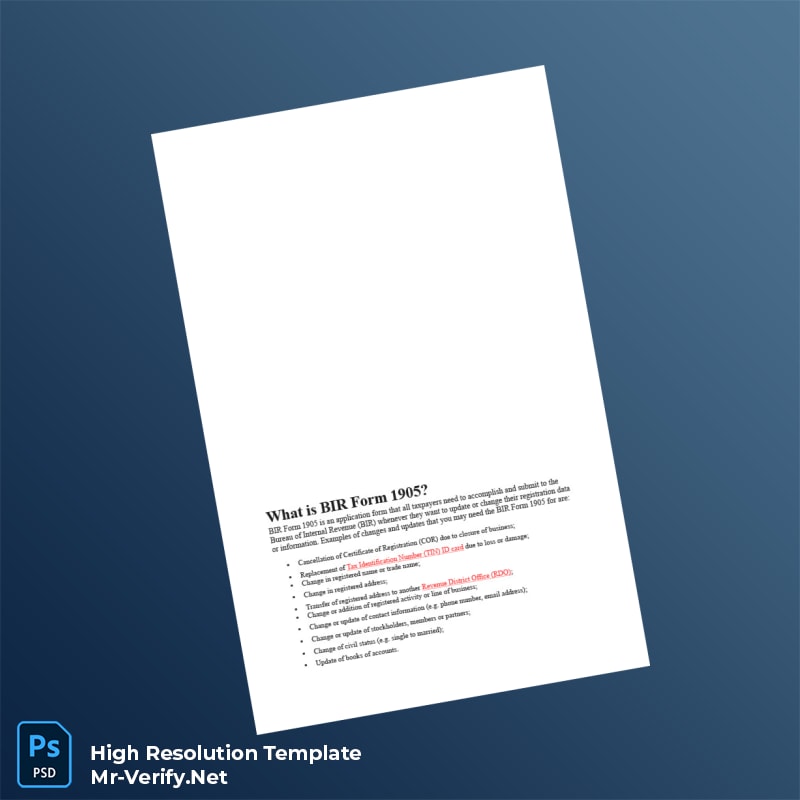 Philippines Bureau of Internal Revenue Business Registration Certificate Word and Pdf Template 6 page Philippines Bureau of Internal Revenue Business Registration Certificate Word and Pdf Template 6 page
