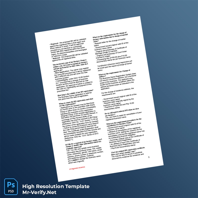 Editable Philippines DTI Business Registration Certificate Word and Pdf Template 6 page Editable Philippines DTI Business Registration Certificate Word and Pdf Template 6 page