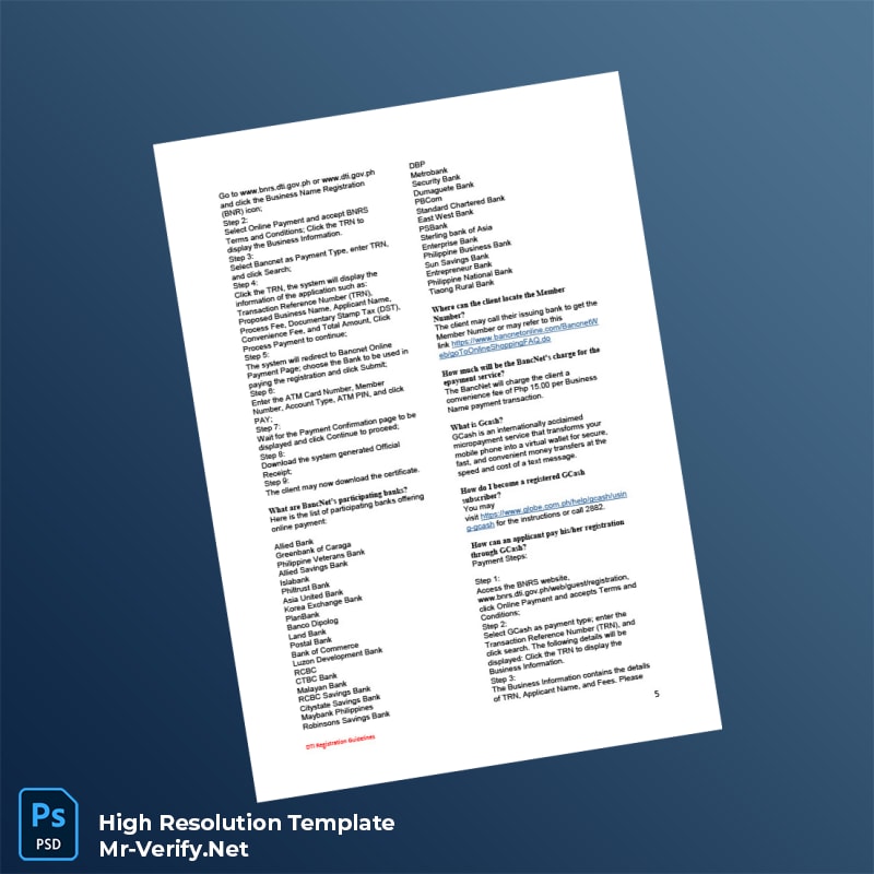 Editable Philippines DTI Business Registration Certificate Word and Pdf Template 6 page Editable Philippines DTI Business Registration Certificate Word and Pdf Template 6 page