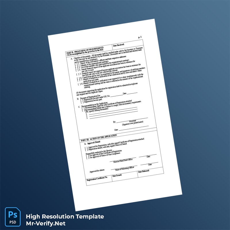 Editable Philippines Department of Labor and Employment Application for Registration Word and Pdf Template 2 page Editable Philippines Department of Labor and Employment Application for Registration Word and Pdf Template 2 page