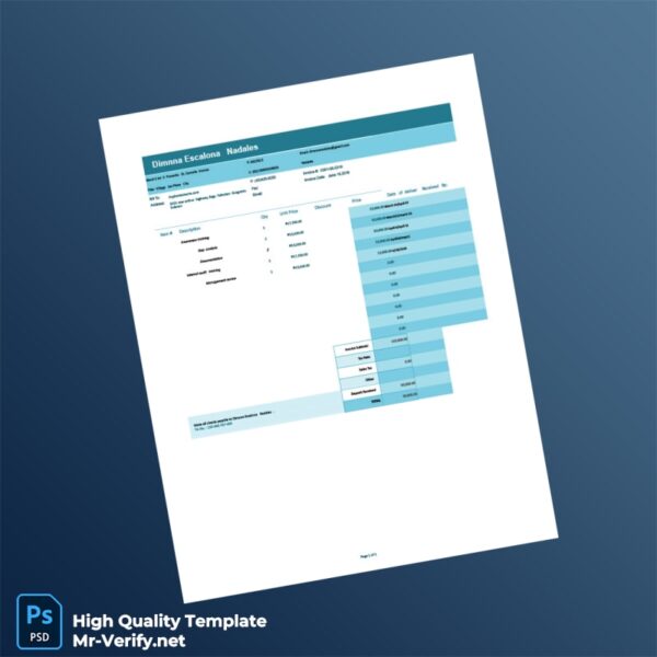 Philippines Dimnna Escalona Nadales Invoice Template in Word and PDF formats