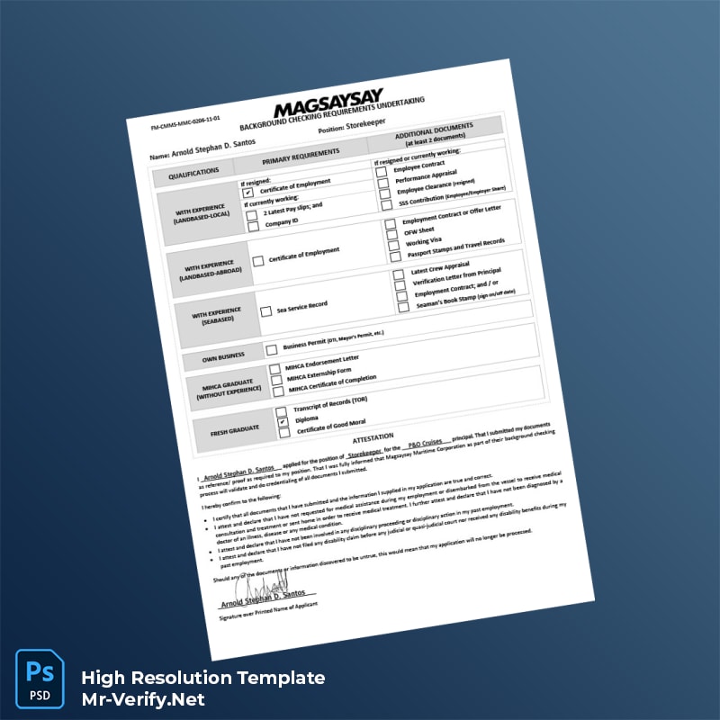 Editable Philippines P O Cruises Employment Verification Letter Word and Pdf Template Editable Philippines P O Cruises Employment Verification Letter Word and Pdf Template