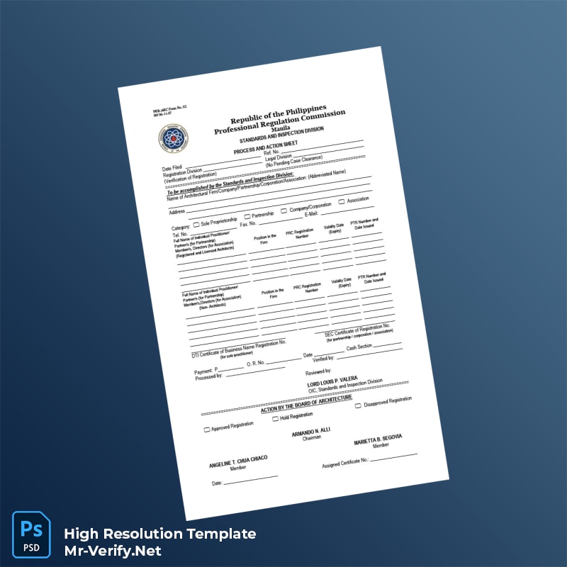 Editable Philippines Professional Regulation Commission Registration Certificate Word and Pdf Template 5 page Editable Philippines Professional Regulation Commission Registration Certificate Word and Pdf Template 5 page