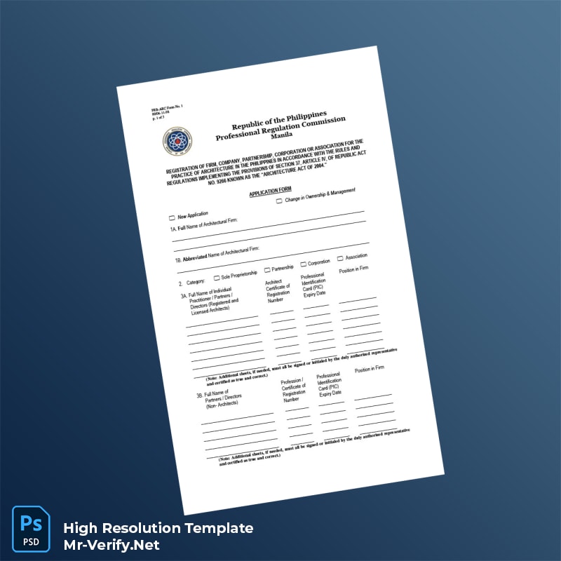 Editable Philippines Professional Regulation Commission Registration Certificate Word and Pdf Template 5 page Editable Philippines Professional Regulation Commission Registration Certificate Word and Pdf Template 5 page