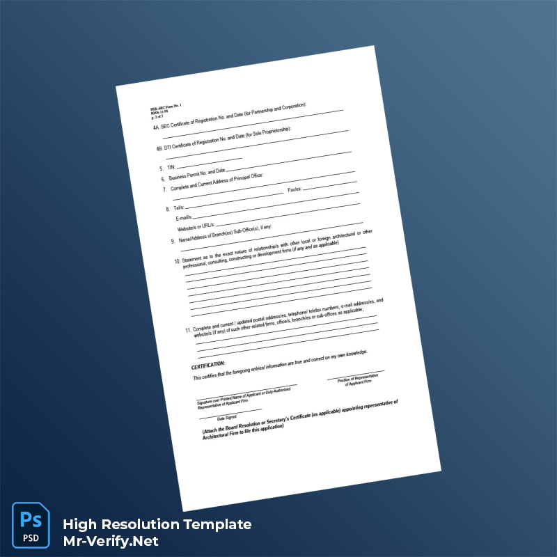 Editable Philippines Professional Regulation Commission Registration Certificate Word and Pdf Template 5 page Editable Philippines Professional Regulation Commission Registration Certificate Word and Pdf Template 5 page