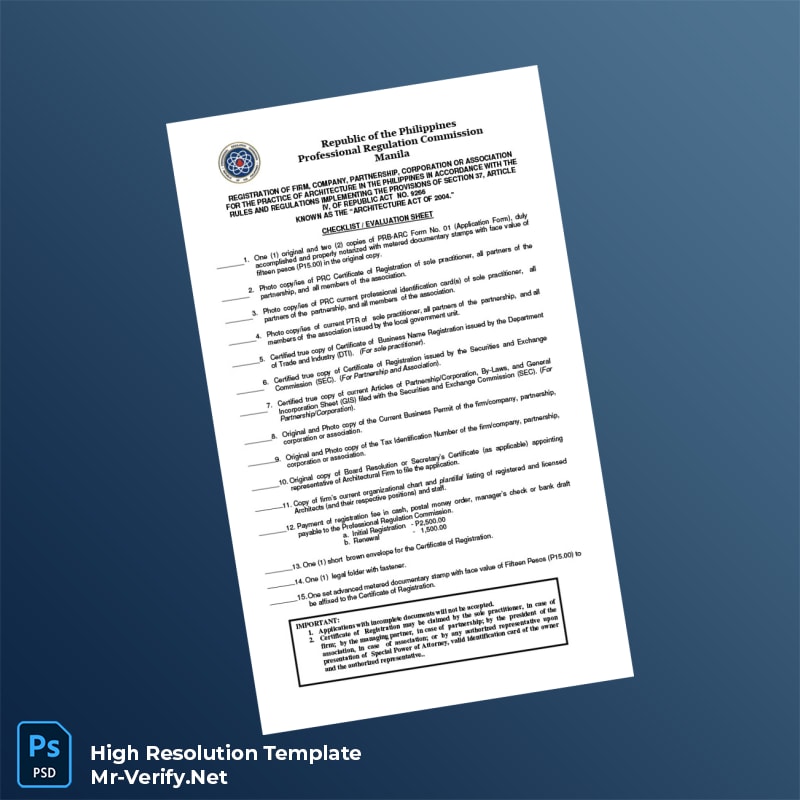 Editable Philippines Professional Regulation Commission Registration Certificate Word and Pdf Template 5 page Editable Philippines Professional Regulation Commission Registration Certificate Word and Pdf Template 5 page
