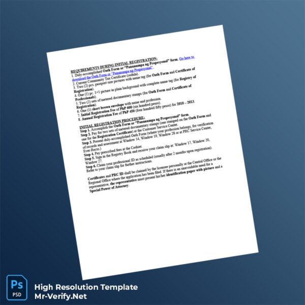 Editable Philippines Professional Regulatory Commission Registration Requirements Document Word and Pdf Template Editable Philippines Professional Regulatory Commission Registration Requirements Document Word and Pdf Template
