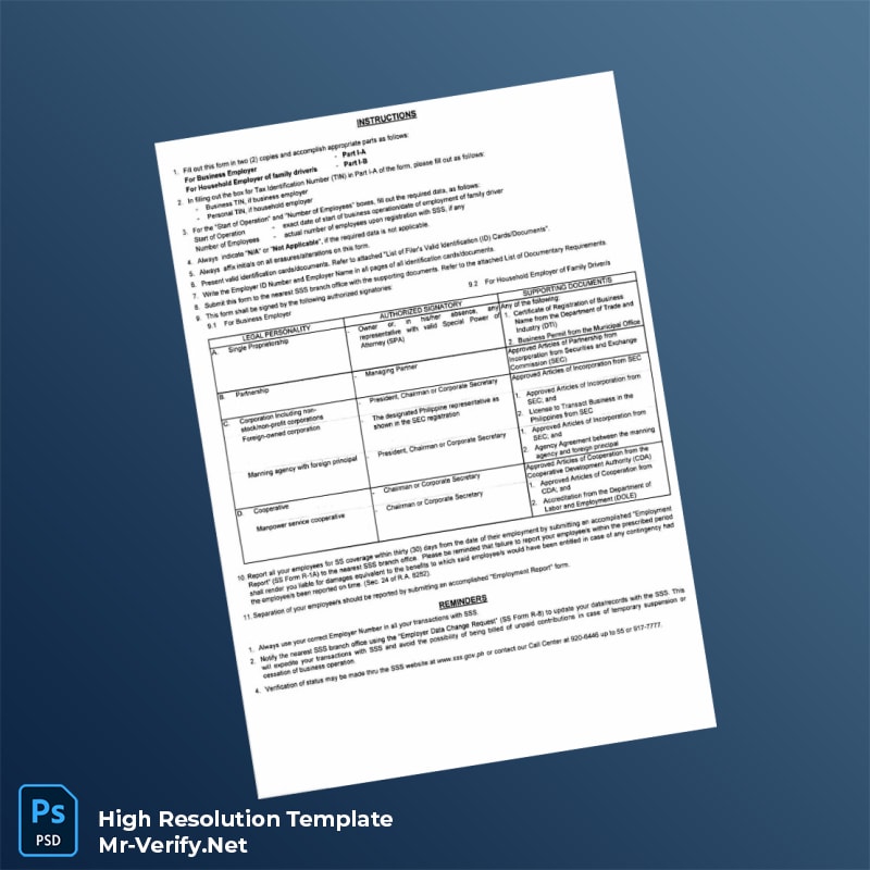 Editable Philippines Social Security System Registration Certificate Word and Pdf Template 3 page Editable Philippines Social Security System Registration Certificate Word and Pdf Template 3 page