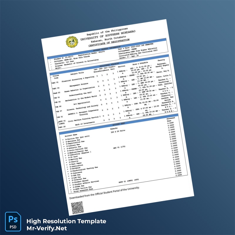 Editable Philippines University Registrar Certificate of Registration Word and Pdf Template 2 page Editable Philippines University Registrar Certificate of Registration Word and Pdf Template 2 page