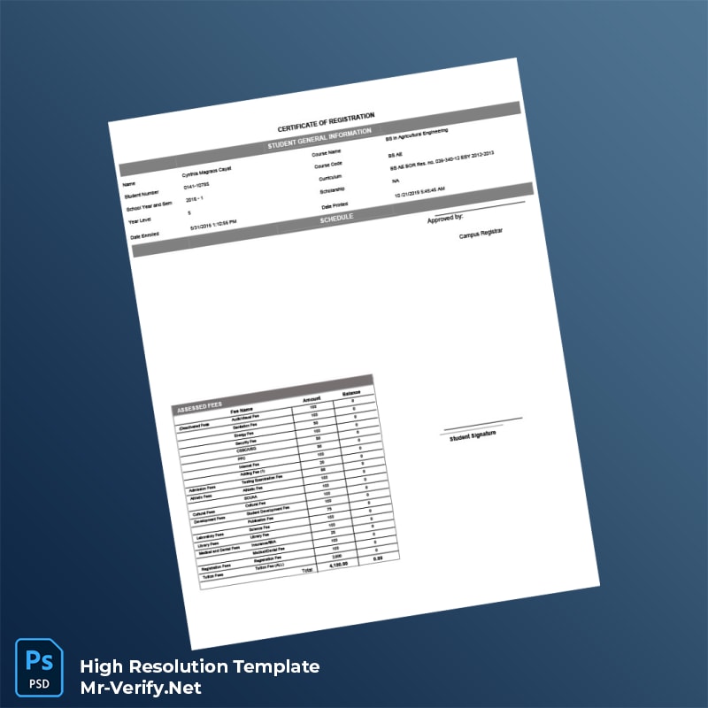 Editable Philippines University of Rizal System Certificate of Registration Word and Pdf Template 2 page Editable Philippines University of Rizal System Certificate of Registration Word and Pdf Template 2 page