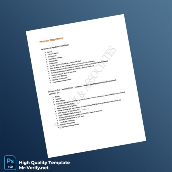 Promoter Registration Certificate Template in Word and PDF formats Promoter Registration Certificate Template in Word and PDF formats