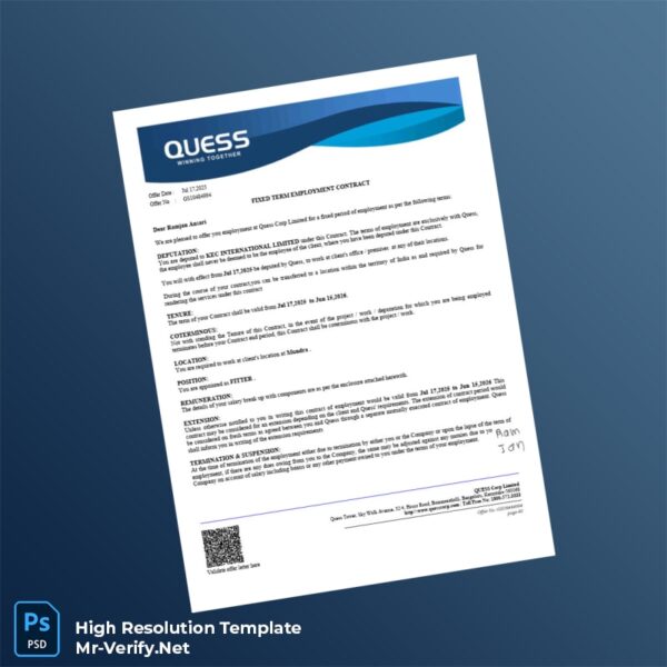 Editable Quess Corporation Employment Verification Letter Word and Pdf Template 5 page Editable Quess Corporation Employment Verification Letter Word and Pdf Template 5 page