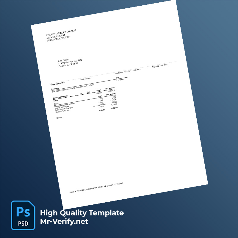 Rejoice the Lord Church pay stub word and pdf template Rejoice the Lord Church pay stub word and pdf template