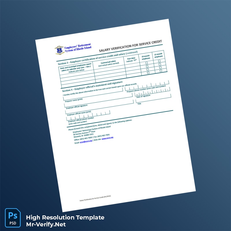 Editable Rhode Island Employees Retirement System Income Verification Letter Word and Pdf Template 2 page Editable Rhode Island Employees Retirement System Income Verification Letter Word and Pdf Template 2 page