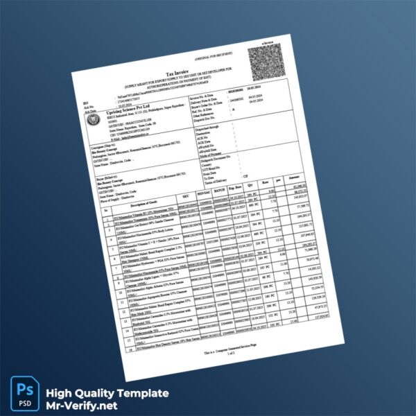 Romania Uprising Science Pvt Ltd Tax Invoice Template in Word and PDF formats 8 page