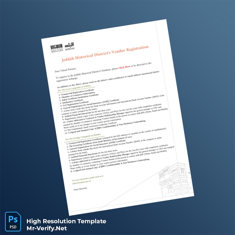 Editable Saudi Arabia Vendors Registration Certificate Word and Pdf Template 7 page Editable Saudi Arabia Vendors Registration Certificate Word and Pdf Template 7 page