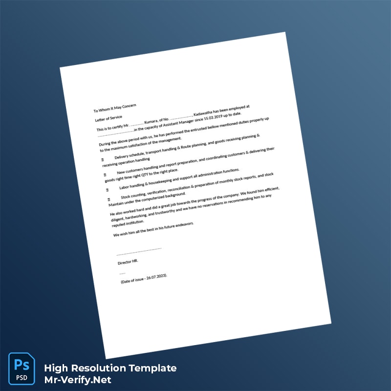 Editable Service Letter Samples Employment Verification Letter Word and Pdf Template 4 page Editable Service Letter Samples Employment Verification Letter Word and Pdf Template 4 page