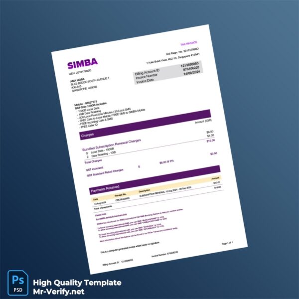 Singapore AMA HORA Invoice Template in Word and PDF formats Singapore AMA HORA Invoice Template in Word and PDF formats