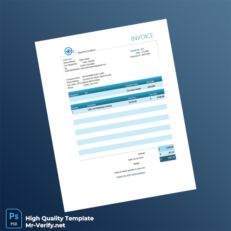 Somalia Lexico Inc Invoice Template in Word and PDF formats 2 page Somalia Lexico Inc Invoice Template in Word and PDF formats 2 page