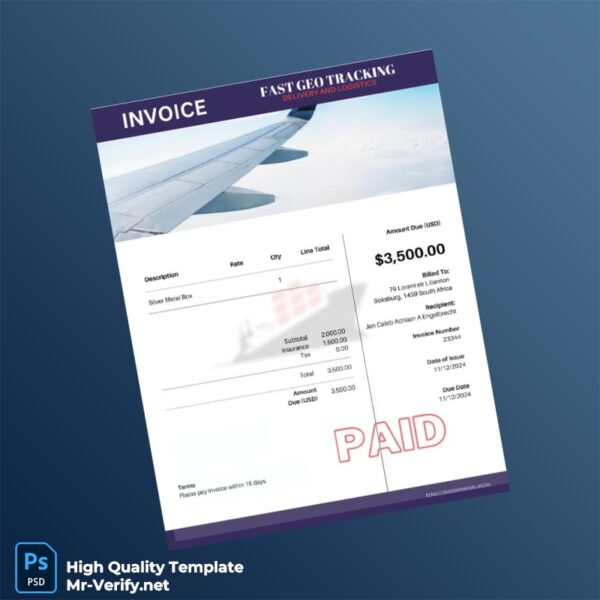South Africa Invoice Template in Word and PDF formats