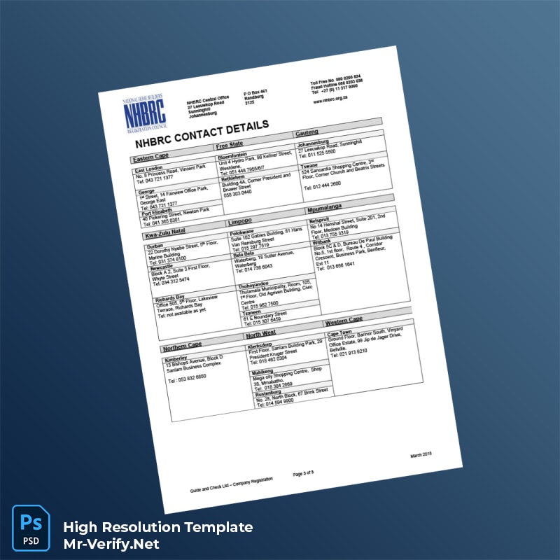 Editable South Africa National Home Builders Registration Council Company Registration Guide and Check List Template in Word and PDF form 3 page Editable South Africa National Home Builders Registration Council Company Registration Guide and Check List Template in Word and PDF form 3 page