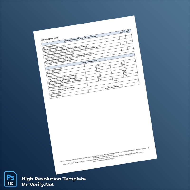 Editable South Africa SACAP Coaching Registration Form Word and Pdf Template 4 page Editable South Africa SACAP Coaching Registration Form Word and Pdf Template 4 page