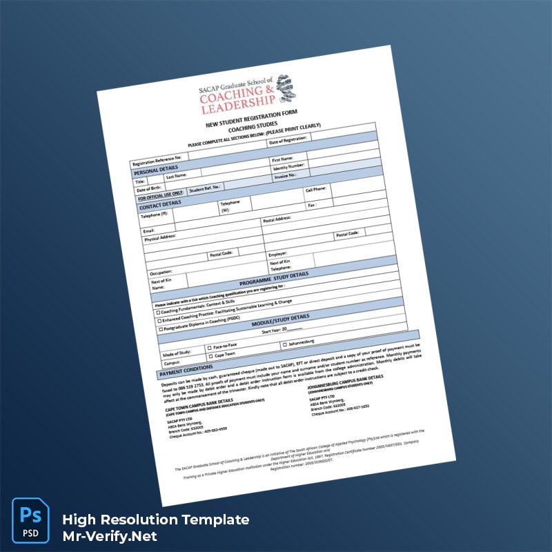 Editable South Africa SACAP Coaching Registration Form Word and Pdf Template 4 page Editable South Africa SACAP Coaching Registration Form Word and Pdf Template 4 page