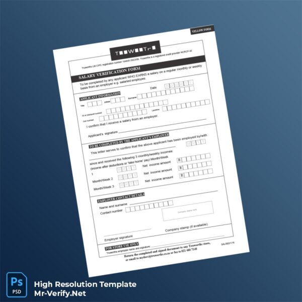 Editable South Africa Truworths Income Verification Letter Word and Pdf Template