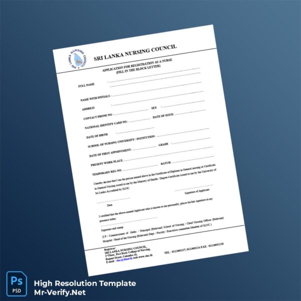 Editable Sri Lanka Nursing Council Registration Certificate Word and Pdf Template 5 page