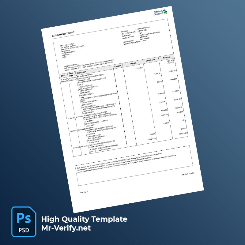 Standard Chartered payslip word and pdf template Standard Chartered payslip word and pdf template