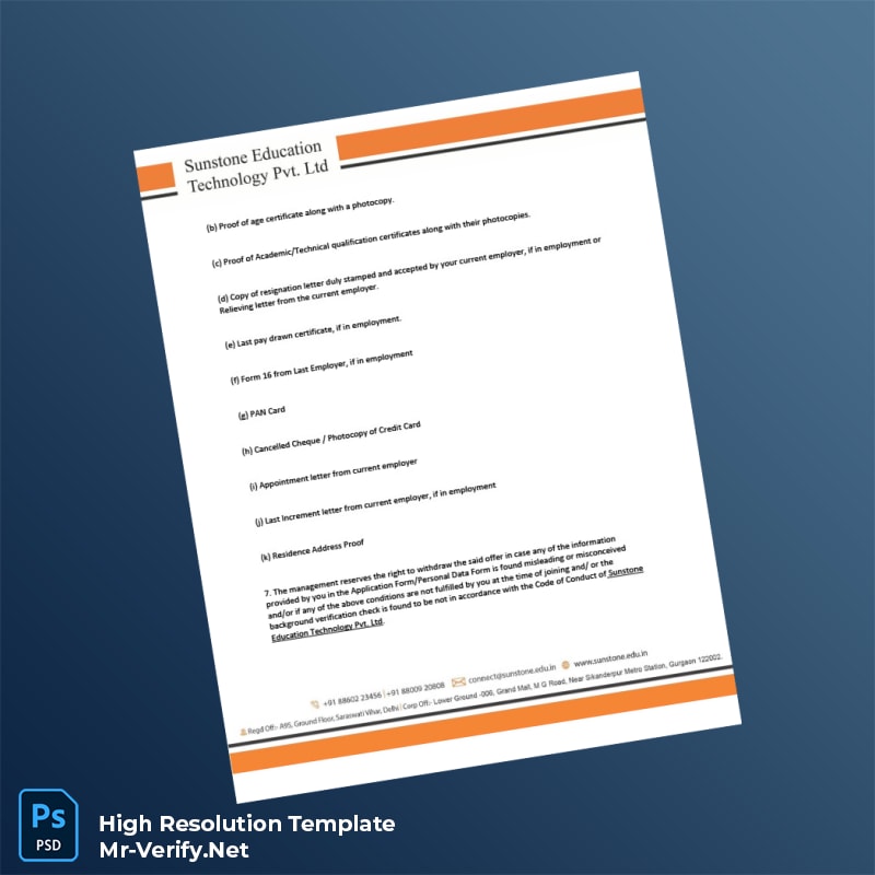 Editable Sunstone Education Technology Pvt Ltd Employment Verification Letter Word and Pdf Template 4 page Editable Sunstone Education Technology Pvt Ltd Employment Verification Letter Word and Pdf Template 4 page