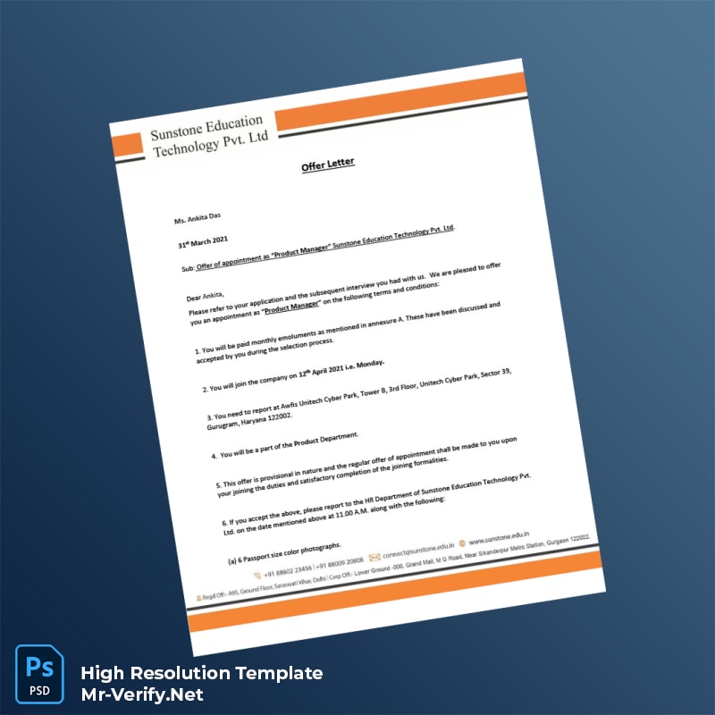 Editable Sunstone Education Technology Pvt Ltd Employment Verification Letter Word and Pdf Template 4 page Editable Sunstone Education Technology Pvt Ltd Employment Verification Letter Word and Pdf Template 4 page