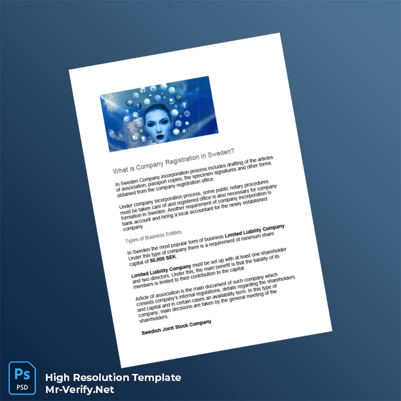 Sweden Companies Registration Office Company Registration Certificate Word and Pdf Template 3 page Sweden Companies Registration Office Company Registration Certificate Word and Pdf Template 3 page